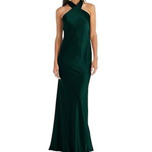NWT Lovely Dessy Group Evergreen Imogen Twist Halter Tie-Back‎ Trumpet Gown 1X